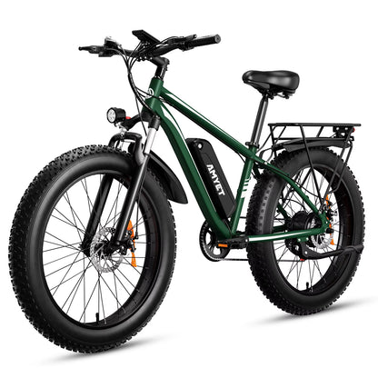 AMYET Electric Bike EB26 Adults Electric Bicycle Peak 1500W 48V 15AH E Bike 26" Fat Tire Mountain Bike 31Mph Electric Dirt Bike