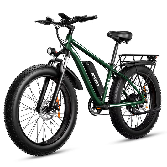 AMYET Electric Bike EB26 Adults Electric Bicycle Peak 1500W 48V 15AH E Bike 26" Fat Tire Mountain Bike 31Mph Electric Dirt Bike