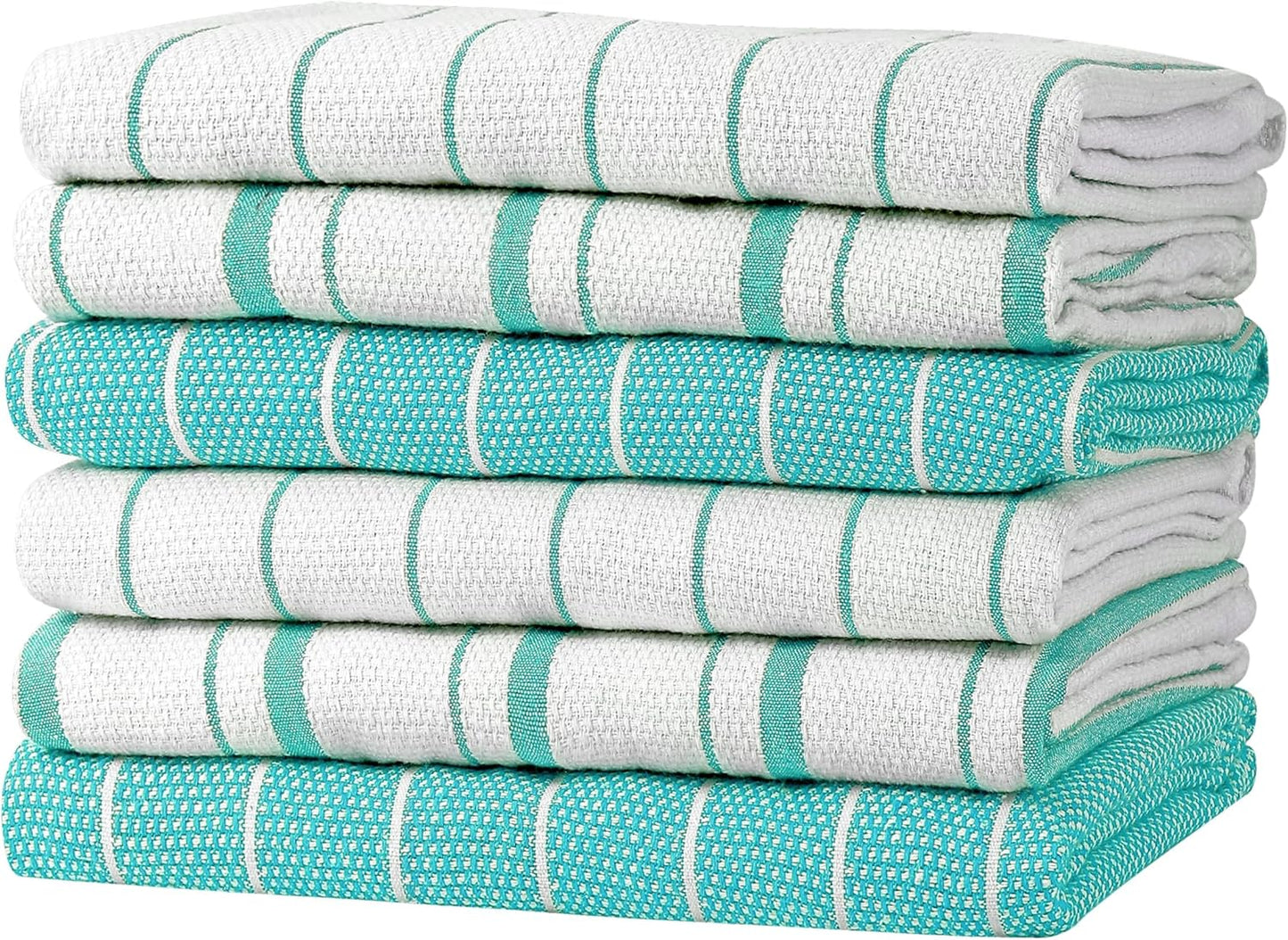 Zeppoli Classic Kitchen Towels - 30 Pack 100% Natural Cotton Towel Set, Reusable Wash Cloths, Absorbent Dish Towels, Machine Washable Hand Towels, Kitchen Essentials, 14” by 25”, Black Striped