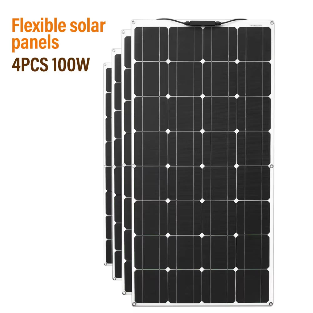 100 Watt Solar Panel 200W 300W 400W Flexible PET Photatic Monocrystalline Cell 12V 24V Battery Charger 1000W Home Solar Panel