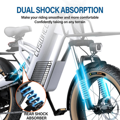 Coswheel M20 Electric Bike Electrical Bicycle for Adult 1000W Ebike 20 Inch Tire 48V 20AH Battery Outdoor Road Snow Bike Cargo