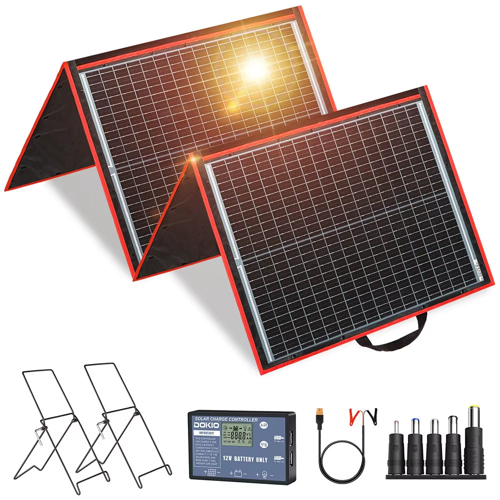 DOKIO 18V 150W Flexible Foldble Solar Panel Charge Mobile Phone USB Charge 12V Outdoor Solar Panels for Camping/Boats/Home
