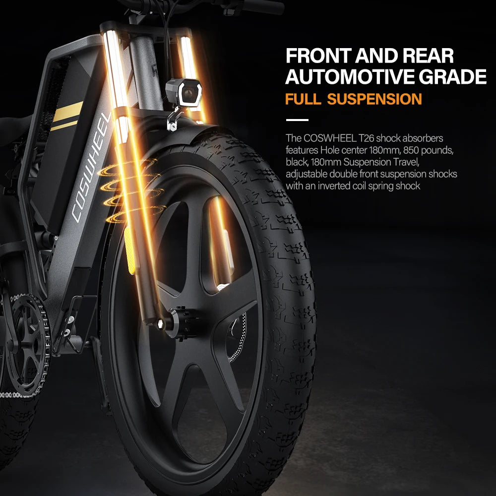 T26 Electric Bike 48V 25AH 1500W 55Km/H Motorcycle City Commutin Fat Tire Bike Cycling Adult Electric Bicycle Electric Electric