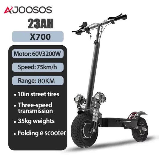 AJOOSOOS Electric Scooter 60V 3200W Powerful Dual Motor Foldable Scooter Electric Dual Shock Absorption E Scooter for Adults