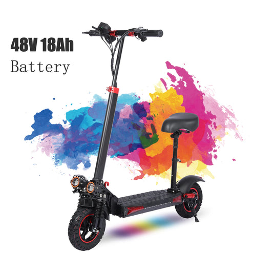 Foldable 1200W Electric Scooter with Seat for Adults, 11'' Off-Road Tires, Dual Brake and Suspension System Commuter E-Scooter