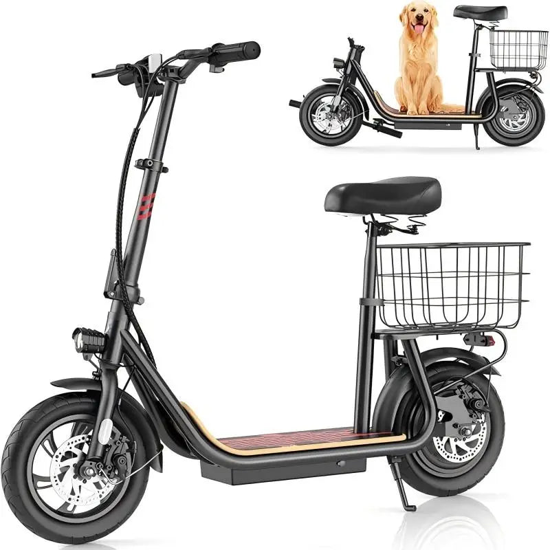 Caroma Electric Scooters for Adults&Teens, 350W Peak Motor, 30 Miles Max Range, Foldable Electric Scooter and Detachable Basket