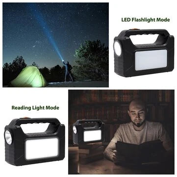 Portable Generator LED Flashlight with Solar Panels