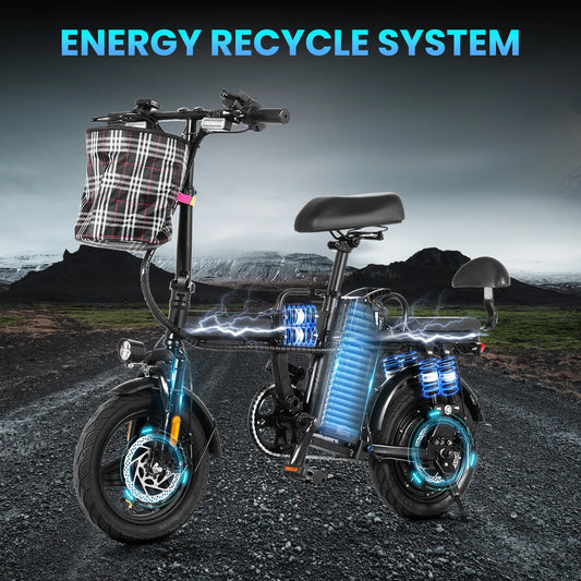 A9 Foldable Electric Bicycle 500W LED Display 3 Modes 14Inch Vacuum Tire