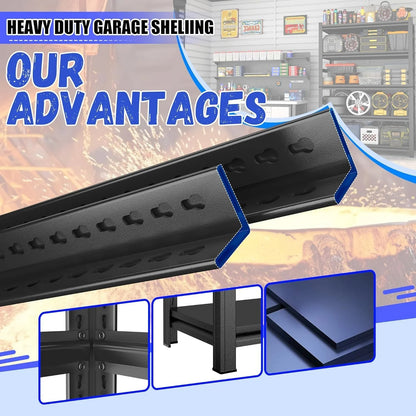 40''W Garage Shelving Heavy Duty Garage Storage Shelves, 3000 LBS Adjustable 5 Tier Industrial Shelving Unit, Metal Utility Shelf for Basement, Warehouse and Workshop (63''Hx40''Wx14''D, Black)