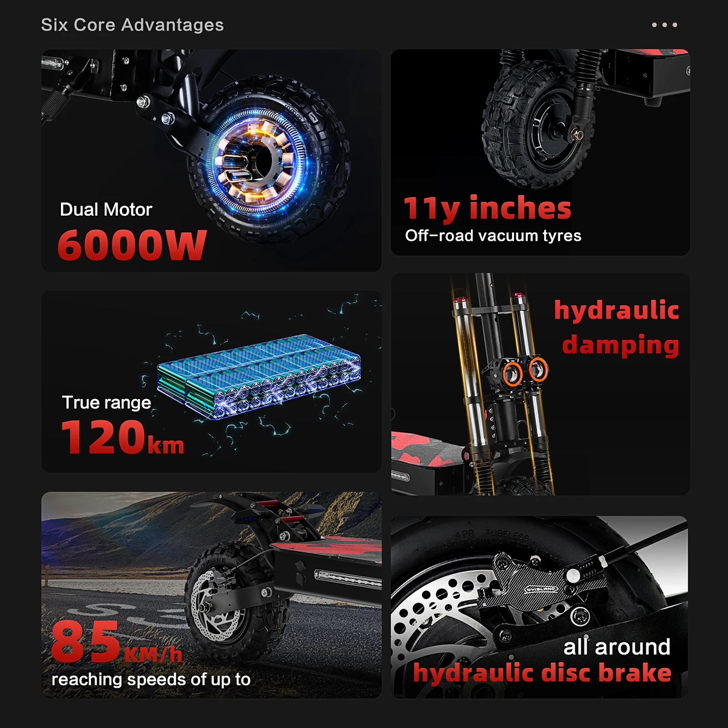 BOYUEDA Electric Scooter 6000W Dual Motor Large Battery 120KM Range Adult Foldable High Speed Off-Road E-Scooter