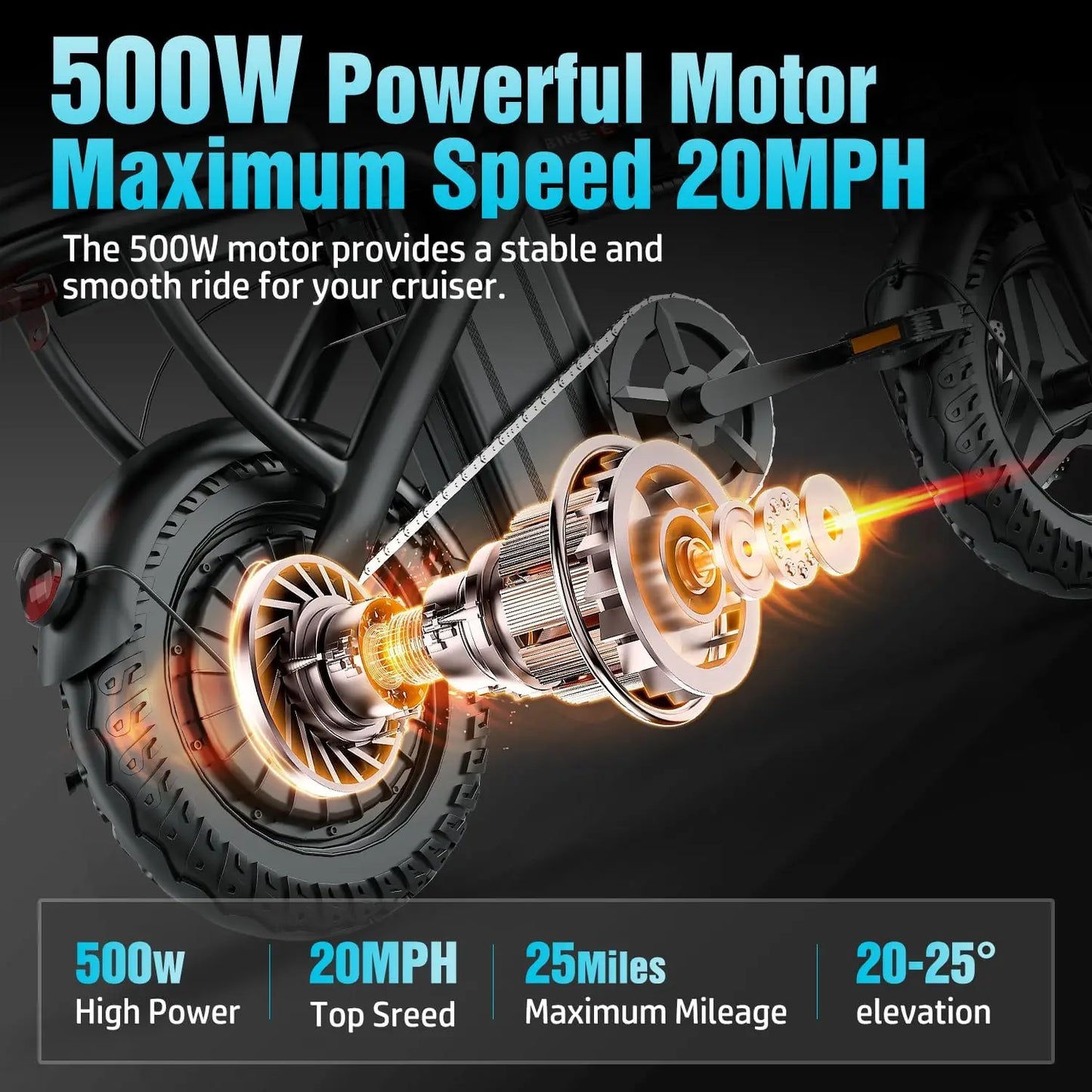 500W Electric Bike for Adults, 48V 10AH Removable Battery, 20MPH & 25Miles, 14" Folding Motor Commuter E Bike with 3 Modes
