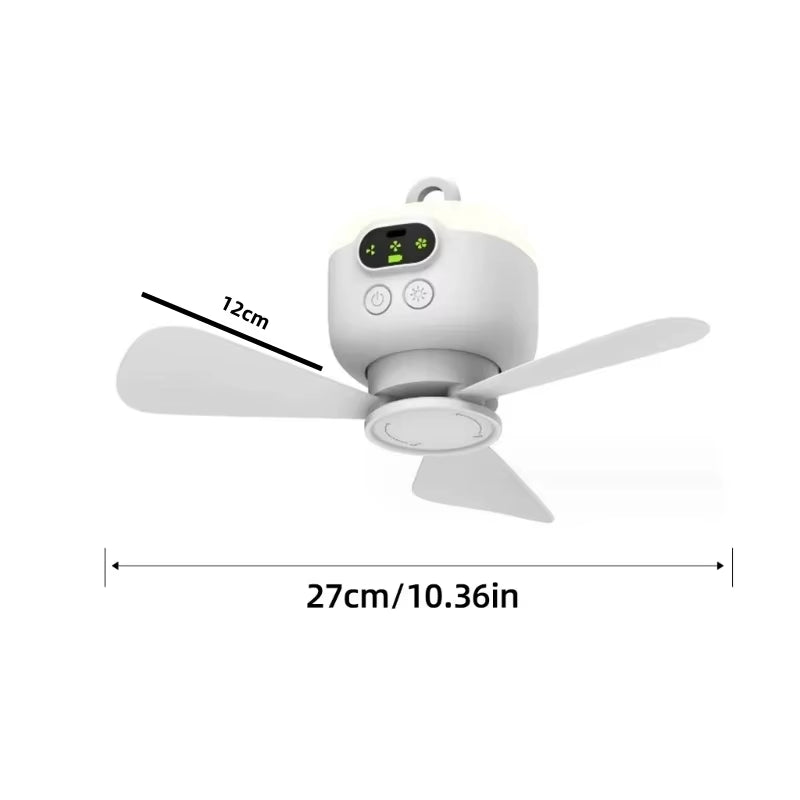 Portable Ceiling Fans 8000Mah Outdoor Camping Fan Tent Ventilator Cooler Rechargeable Electric Fan Remote Control LED Lighting