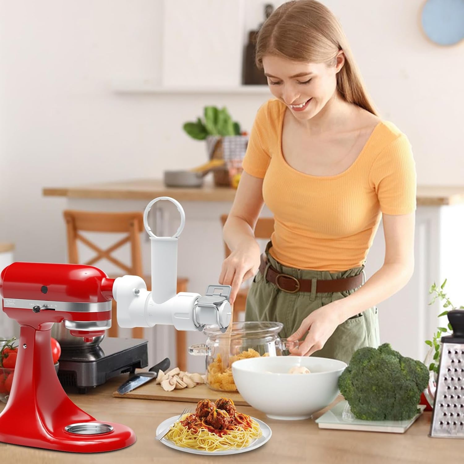 Pasta Maker Attachment for Kitchenaid Stand Mixer with 6 Interchangeabl