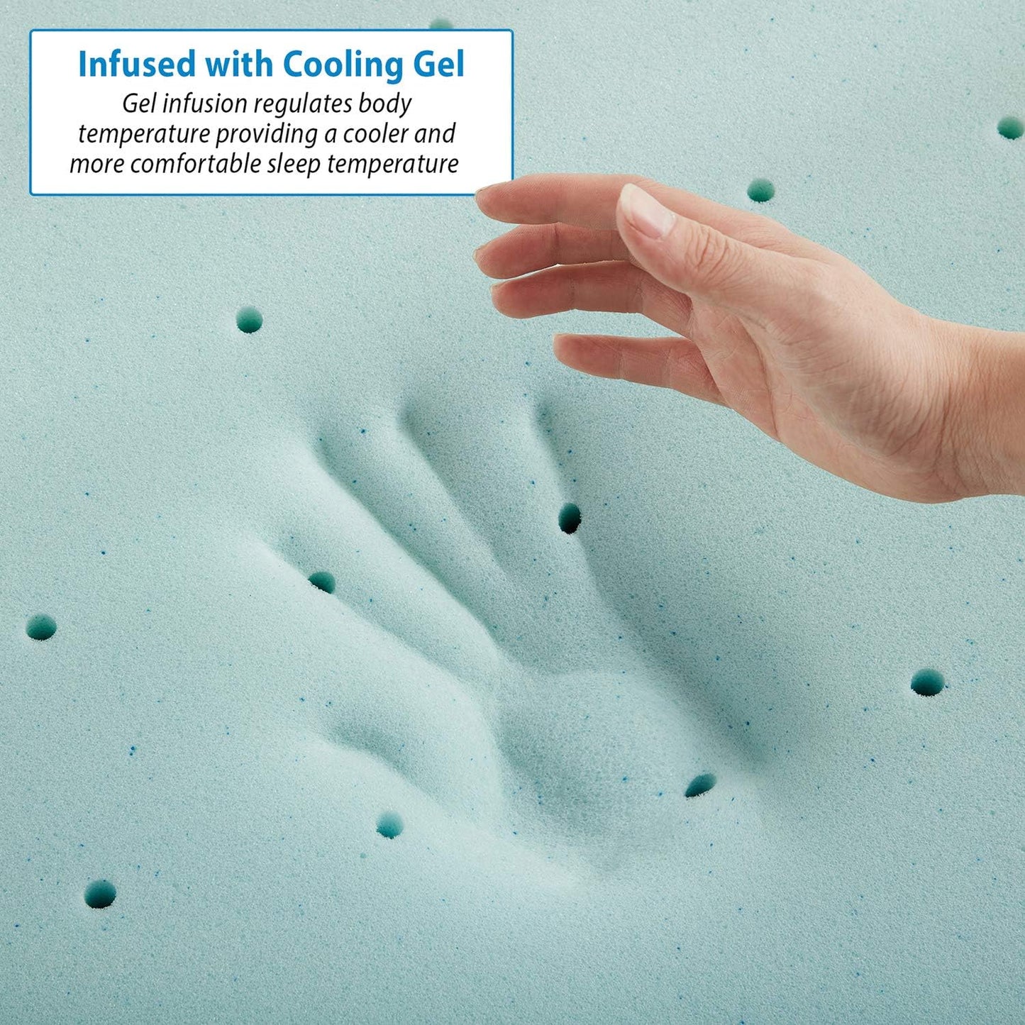 Nestl Bedding Mattress Topper, 2 Inch Memory Foam Topper, Gel Infused Memory Foam Mattress Topper, Ventilated Design Mattress Pad, Twin, Blue