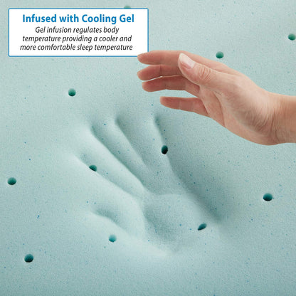 Nestl Bedding Mattress Topper, 2 Inch Memory Foam Topper, Gel Infused Memory Foam Mattress Topper, Ventilated Design Mattress Pad, Twin, Blue