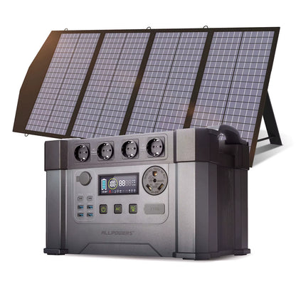 ALLPOWERS S2000 Pro Outdoor Generator 2400W MPPT Portable Power Station with 4X100W Folable Solar Panels for RV Camping, Home