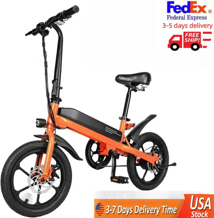 Electric Bike for Adult 250W Motor Top Speed 32MPH Folding Ebike 36V 7.8Ah 16"Fat Tire Electric Bicycles with Dual Suspension