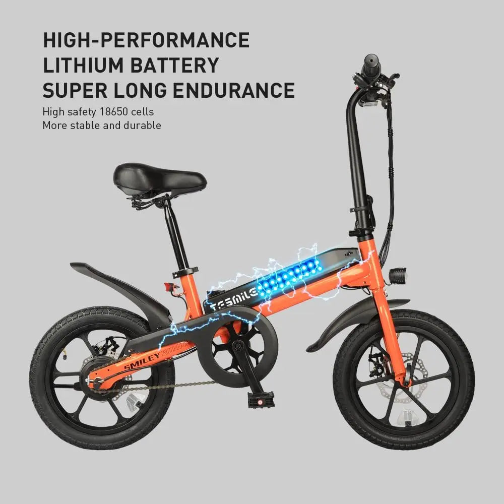 Electric Bike for Adult 250W Motor Top Speed 32MPH Folding Ebike 36V 7.8Ah 16"Fat Tire Electric Bicycles with Dual Suspension