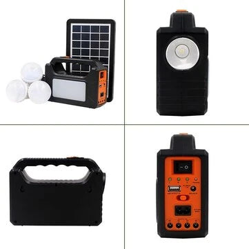 Portable Generator LED Flashlight with Solar Panels